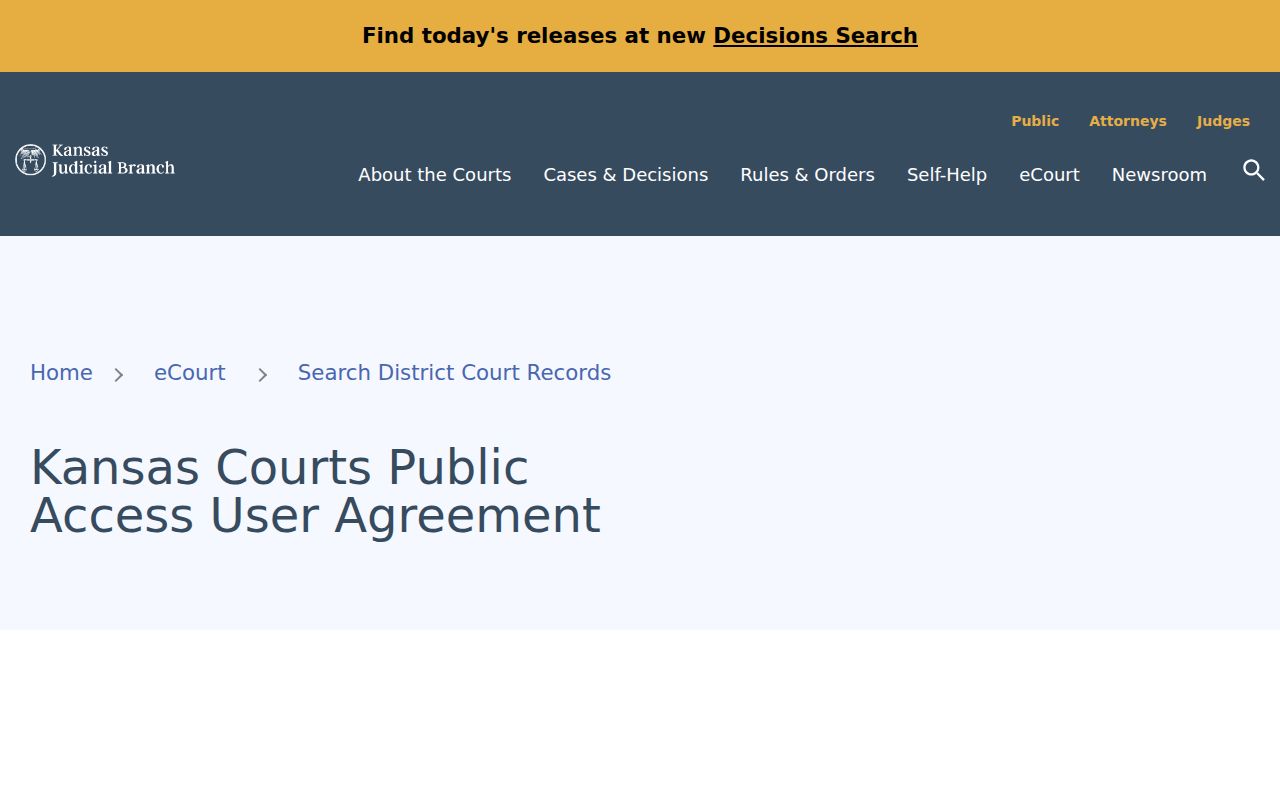 Kansas portal agreement for Gray County case searches