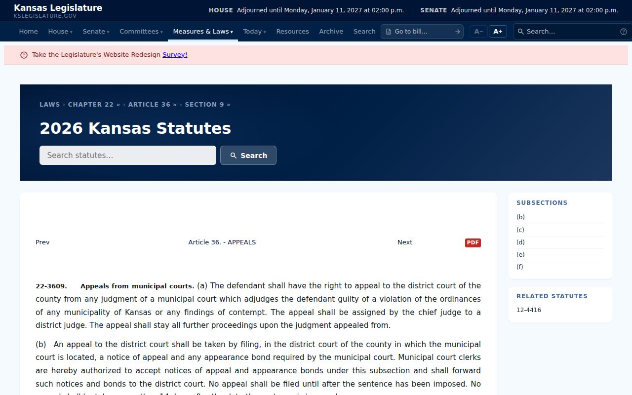 Kansas statute governing municipal appeals relevant to Copeland cases