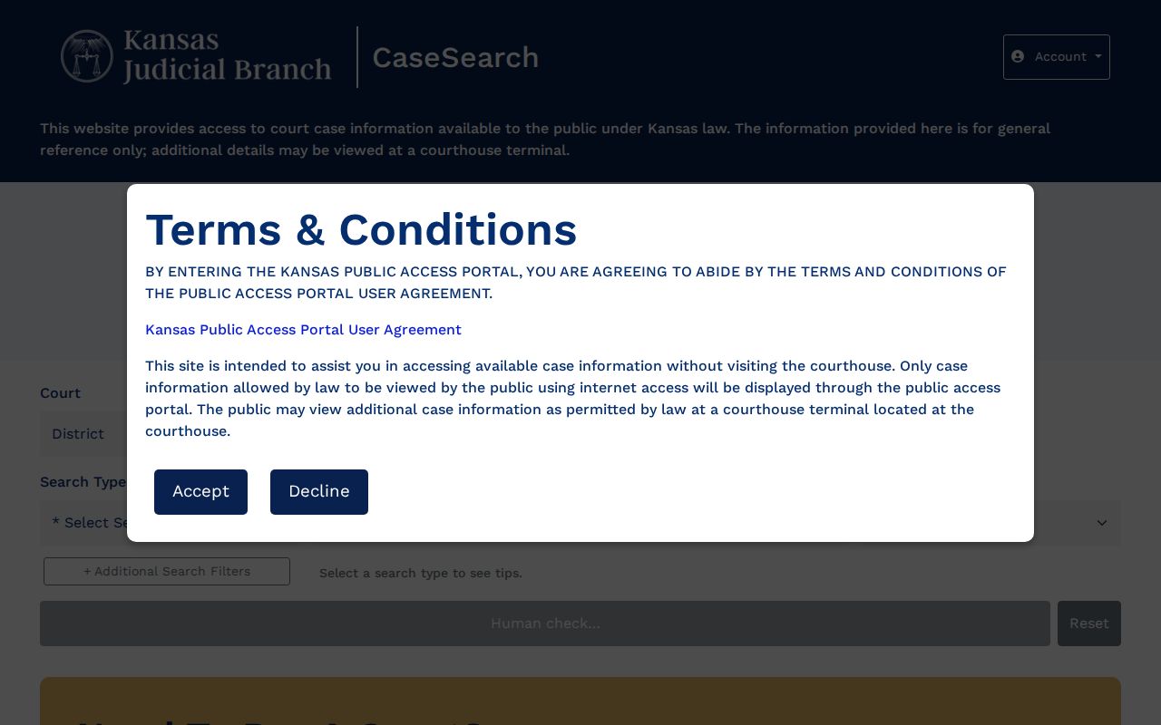 Gray County court docket Kansas CaseSearch page