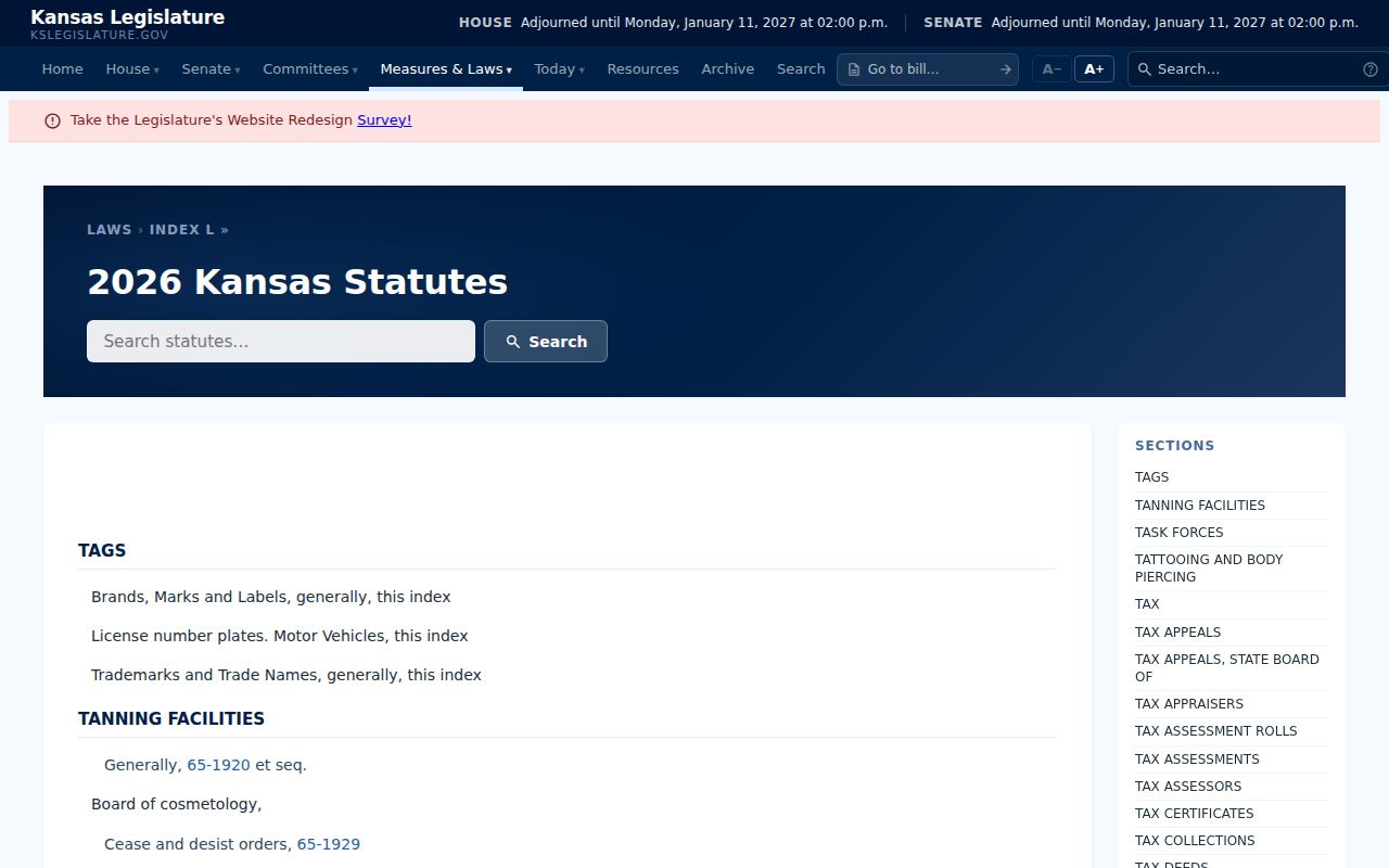 Official Kansas statutes index used for Montezuma court access context