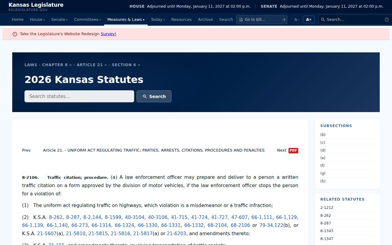 Gray County traffic citation law